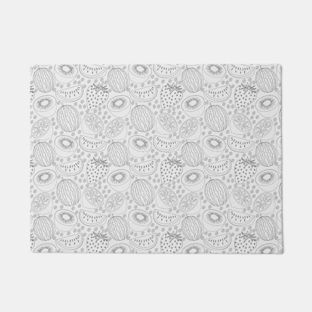 Tropical fruit seamless pattern black and white doormat (Front)