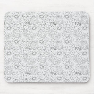 Tropical fruit seamless pattern black and white mouse pad