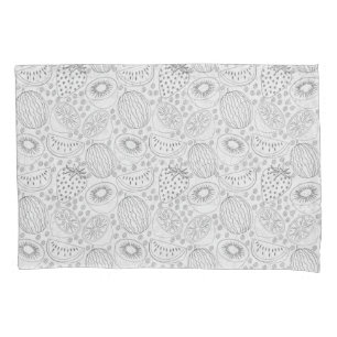 Tropical fruit seamless pattern black and white pillowcase