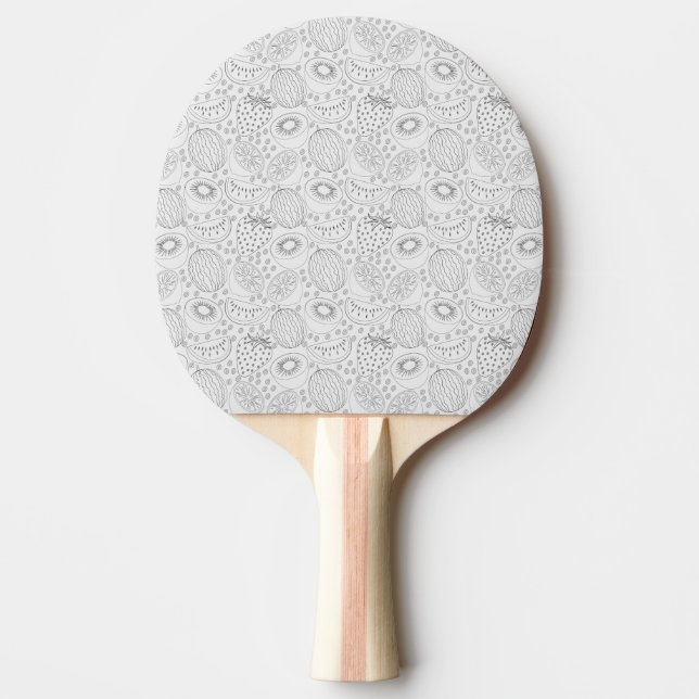 Tropical fruit seamless pattern black and white ping pong paddle (Front)