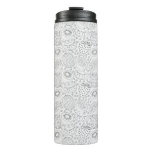 Tropical fruit seamless pattern black and white thermal tumbler