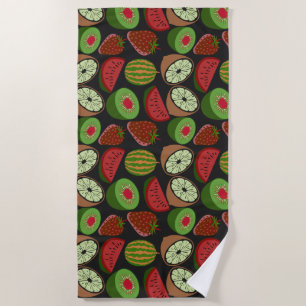 Tropical fruit seamless pattern colorful beach towel