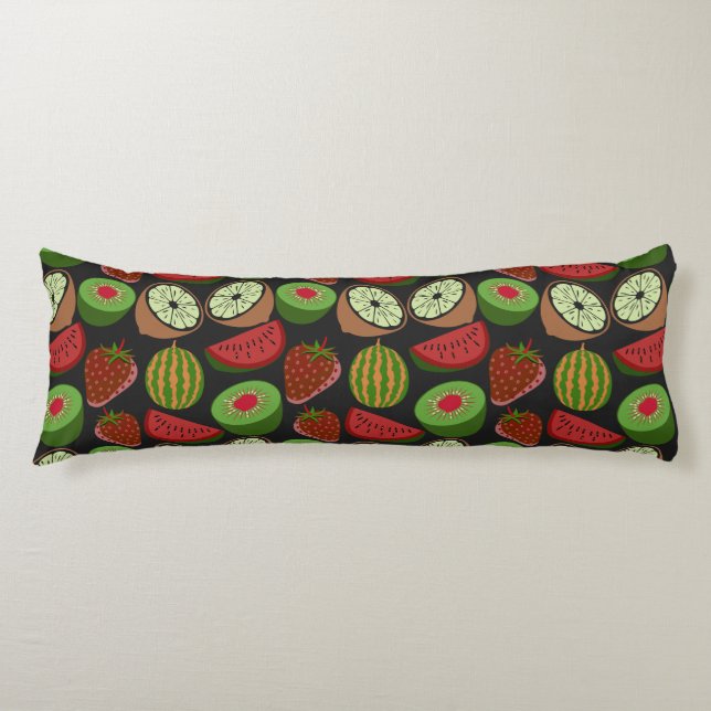 Tropical fruit seamless pattern colourful body cushion (Front)