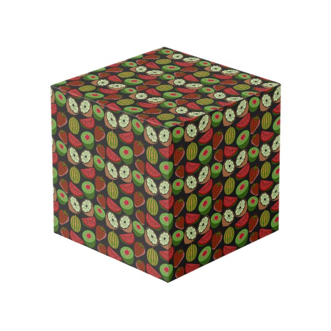 Tropical fruit seamless pattern colourful cube (Front Angled)