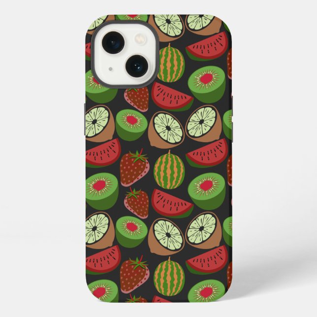 Tropical fruit seamless pattern colourful iPhone case (Back)