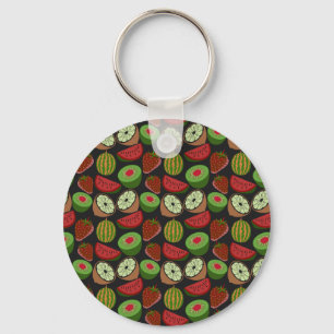 Tropical fruit seamless pattern colourful key ring