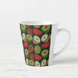 Tropical fruit seamless pattern colourful latte mug
