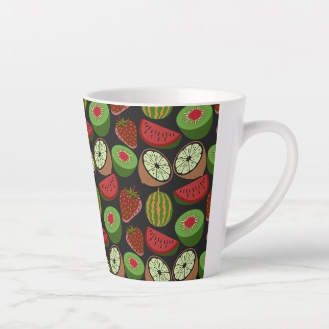 Tropical fruit seamless pattern colourful latte mug (Right)