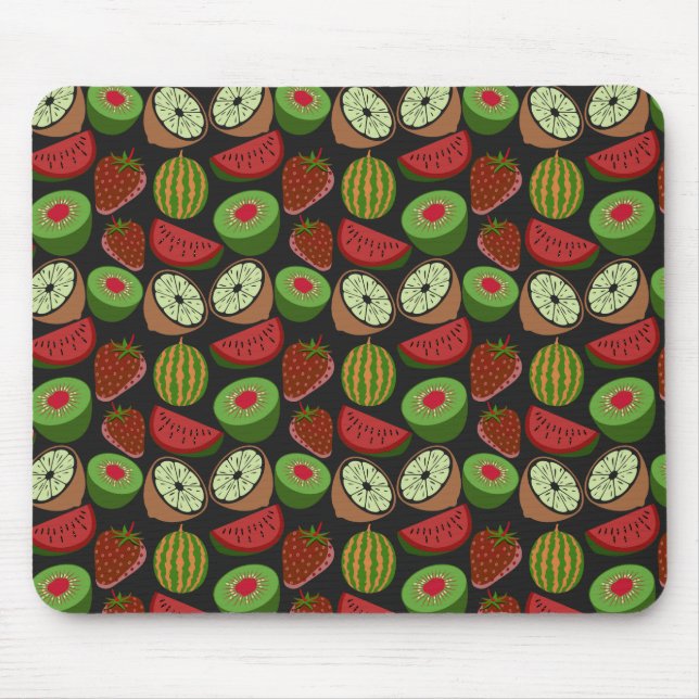 Tropical fruit seamless pattern colourful mouse pad (Front)