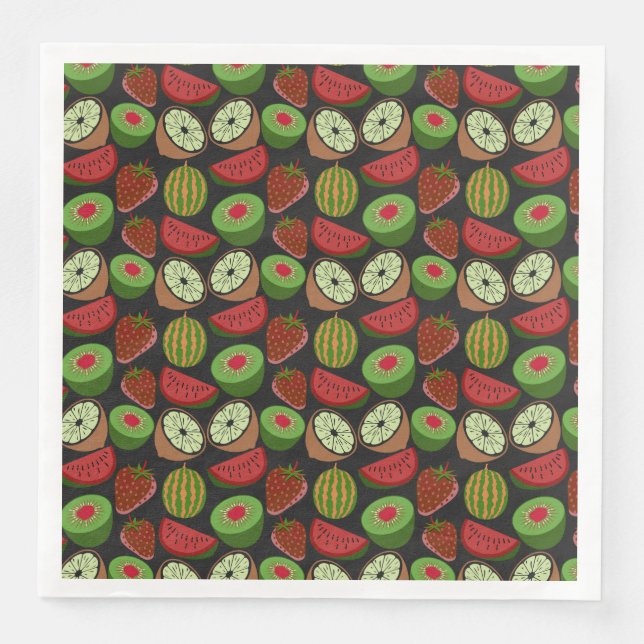 Tropical fruit seamless pattern colourful napkin (Front)