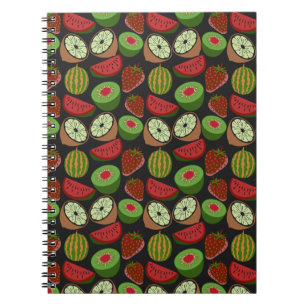 Tropical fruit seamless pattern colourful notebook