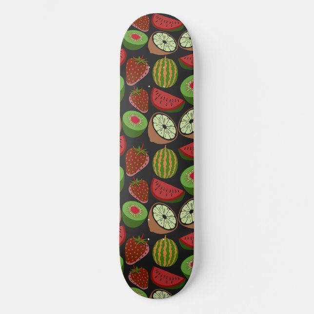 Tropical fruit seamless pattern colourful skateboard (Front)