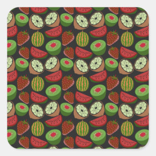 Tropical fruit seamless pattern colourful square sticker