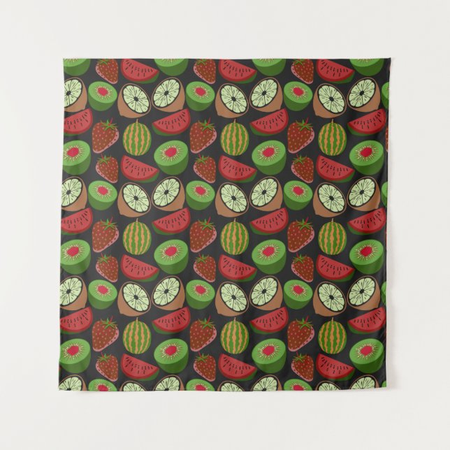 Tropical fruit seamless pattern colourful tapestry (Front)