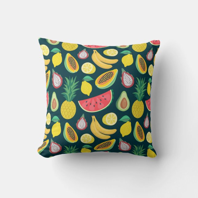 tropical fruit seamless pattern cushion (Front)