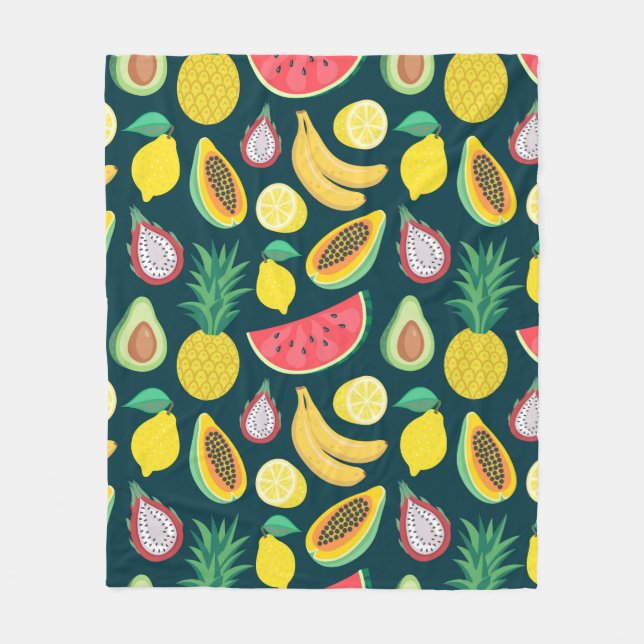 tropical fruit seamless pattern fleece blanket (Front)