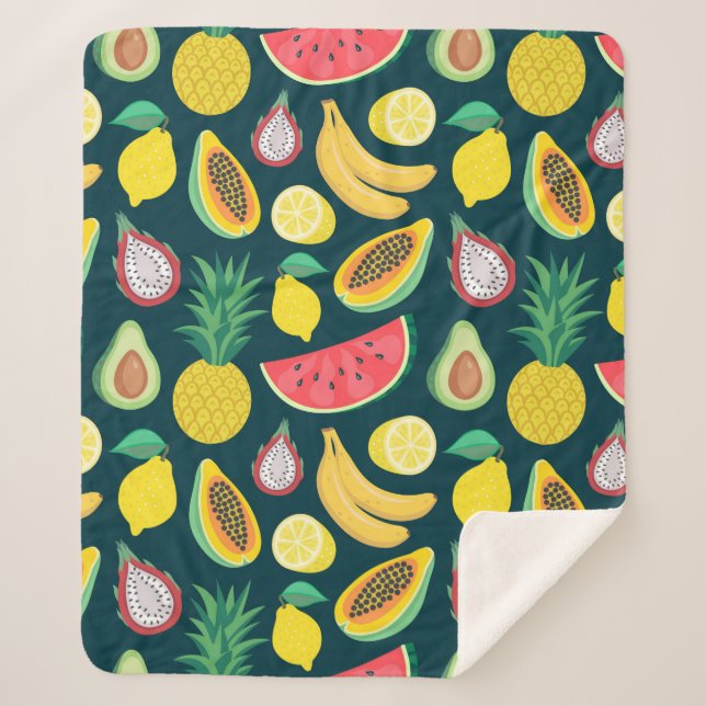 tropical fruit seamless pattern sherpa blanket (Front)