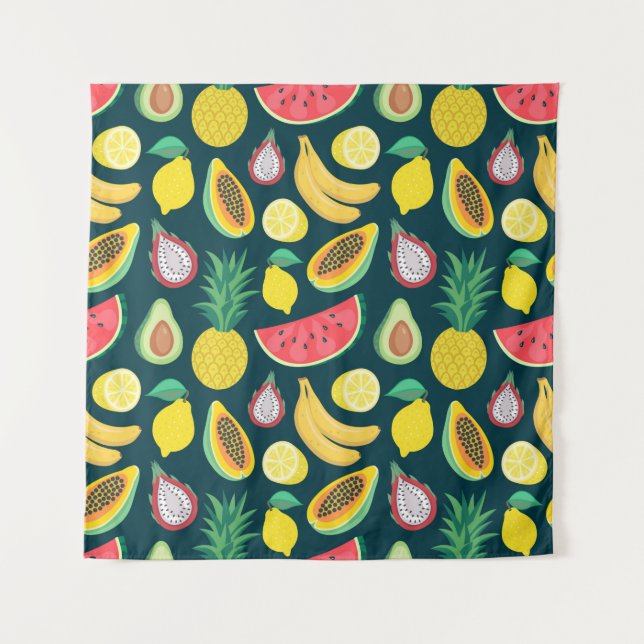 tropical fruit seamless pattern tapestry (Front)