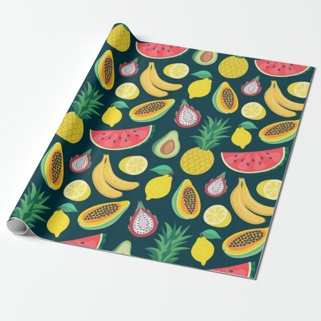 tropical fruit seamless pattern wrapping paper (Unrolled)