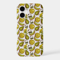 Tropical fruit seamless pattern yellow and white