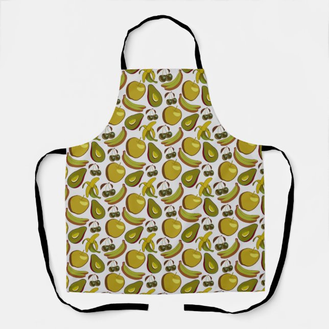 Tropical fruit seamless pattern yellow and white apron (Front)