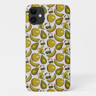 Tropical fruit seamless pattern yellow and white iPhone 11 case