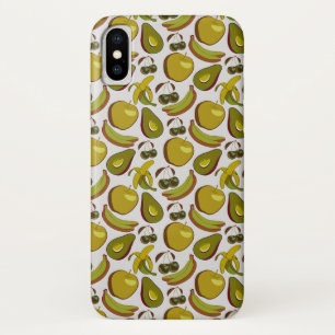 Tropical fruit seamless pattern yellow and white iPhone x case