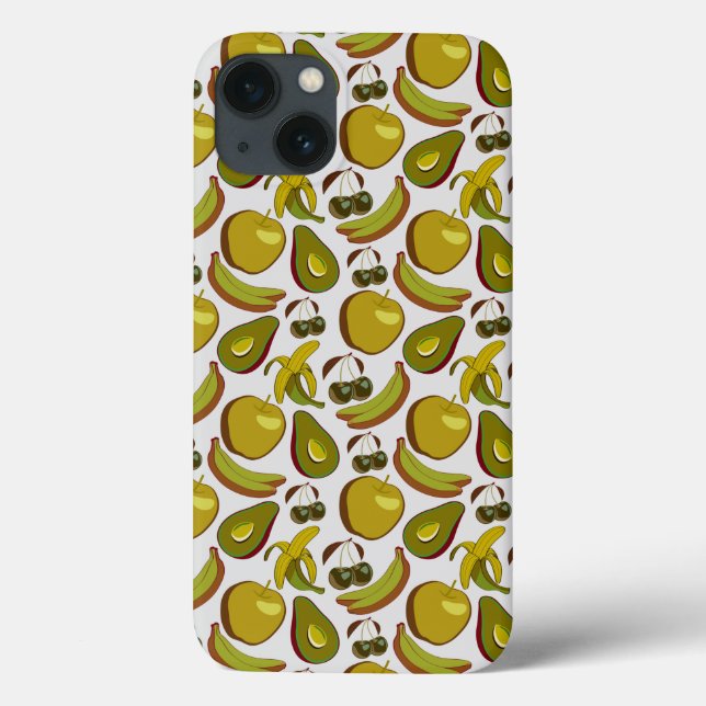 Tropical fruit seamless pattern yellow and white Case-Mate iPhone case (Back)