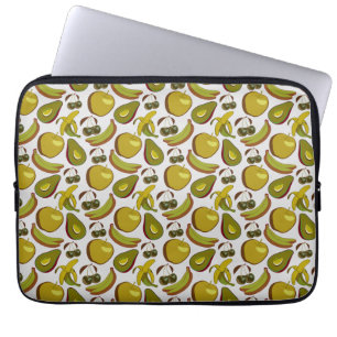 Tropical fruit seamless pattern yellow and white laptop sleeve