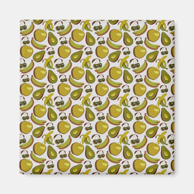 Tropical fruit seamless pattern yellow and white magnet (Front)