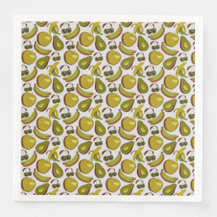 Tropical fruit seamless pattern yellow and white napkin