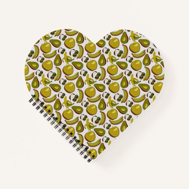 Tropical fruit seamless pattern yellow and white notebook (Front)