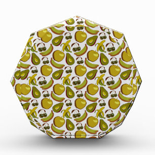 Tropical fruit seamless pattern yellow and white photo block