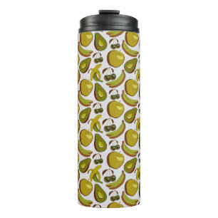 Tropical fruit seamless pattern yellow and white thermal tumbler