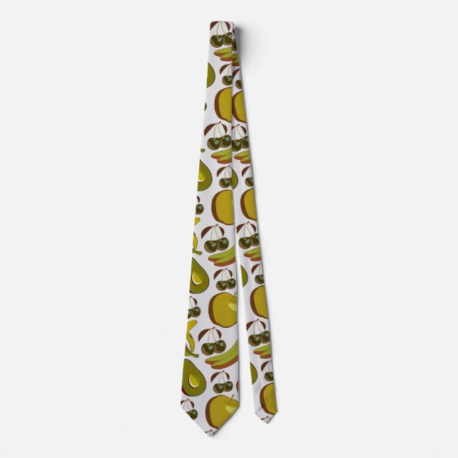 Tropical fruit seamless pattern yellow and white tie (Front)