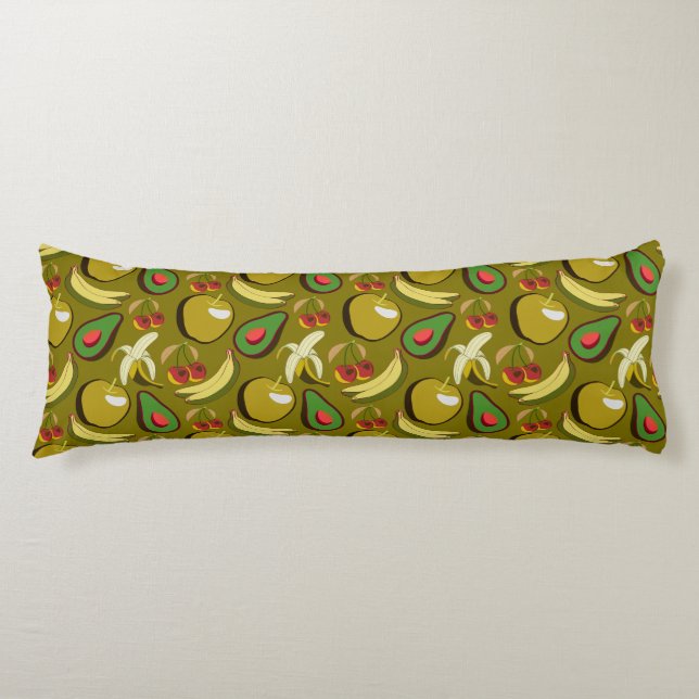 Tropical fruit seamless pattern yellow body cushion (Front)