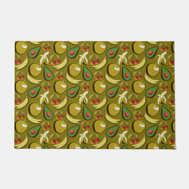 Tropical fruit seamless pattern yellow doormat (Front)