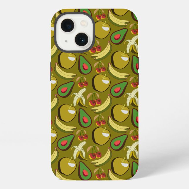Tropical fruit seamless pattern yellow iPhone case (Back)