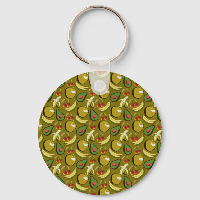 Tropical fruit seamless pattern yellow key ring (Front)