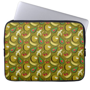 Tropical fruit seamless pattern yellow laptop sleeve
