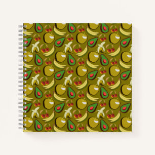 Tropical fruit seamless pattern yellow notebook
