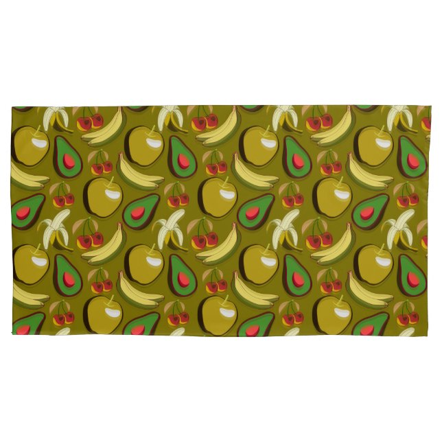 Tropical fruit seamless pattern yellow pillowcase (Front-Left)