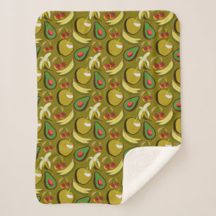 Tropical fruit seamless pattern yellow sherpa blanket
