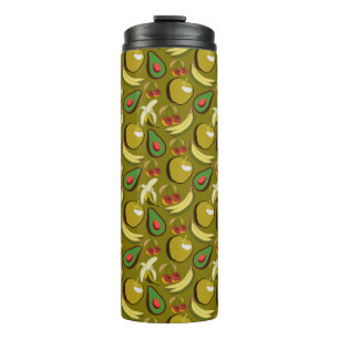 Tropical fruit seamless pattern yellow thermal tumbler