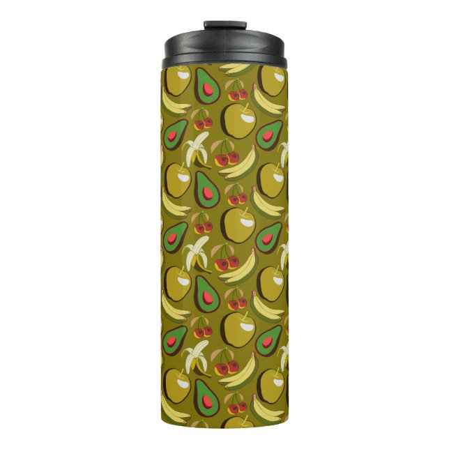 Tropical fruit seamless pattern yellow thermal tumbler (Front)