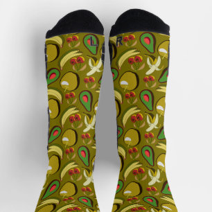 Tropical fruit seamless pattern yellow wrapping pa socks