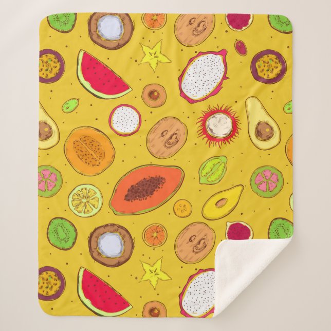 Tropical Fruit Sherpa Blanket (Front)