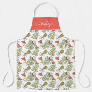 Tropical Fruit Sketch Pattern Apron