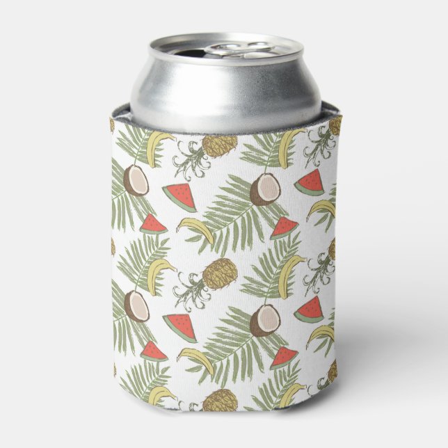 Tropical Fruit Sketch Pattern Can Cooler (Can Front)