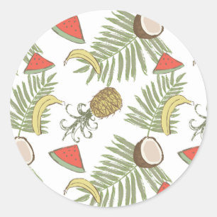 Tropical Fruit Sketch Pattern Classic Round Sticker